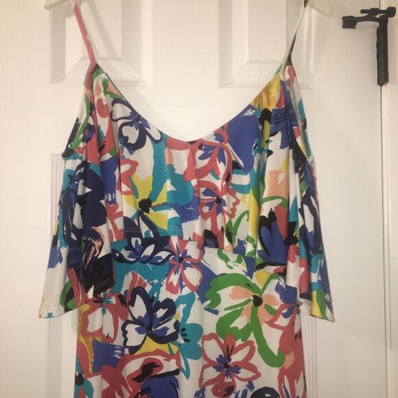 Rachel Pally Dress Floral Flounce Size small Jae‎ Floral Cold Shoulder Midi - Picture 5 of 8
